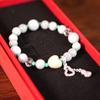 Elegantes chinesisches Armband aus versteinertem Holz mit Kürbisanhänger – Luxus-Wenwan-Schmuck für Damen