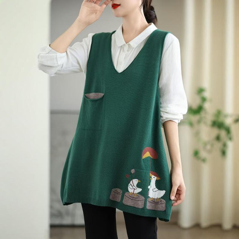 

Весна и осень Жилет Юбка Свитер Женский трикотаж Жилет Безрукавка Свободный Большой размер Тонкий Универсальный 2XL