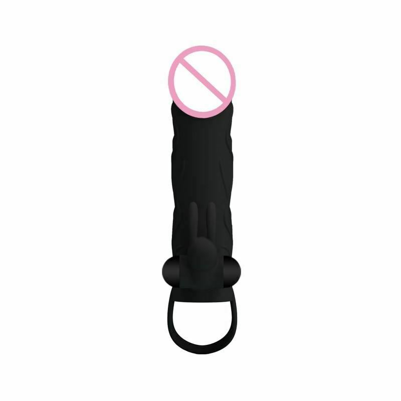 Black Sleeve With Ring Rabbit Clitoral Pretty Love Rings