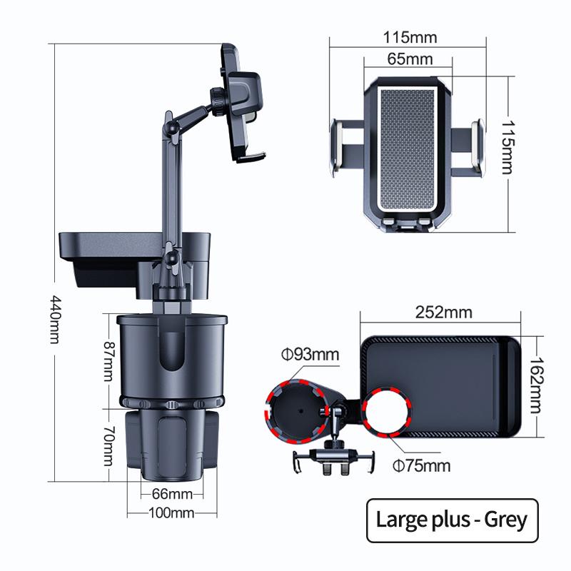 4-in-1 Multi-purpose Car Cup Holder: 360-degree Rotating Car Tray with Mobile Phone Holder and Beverage Holder