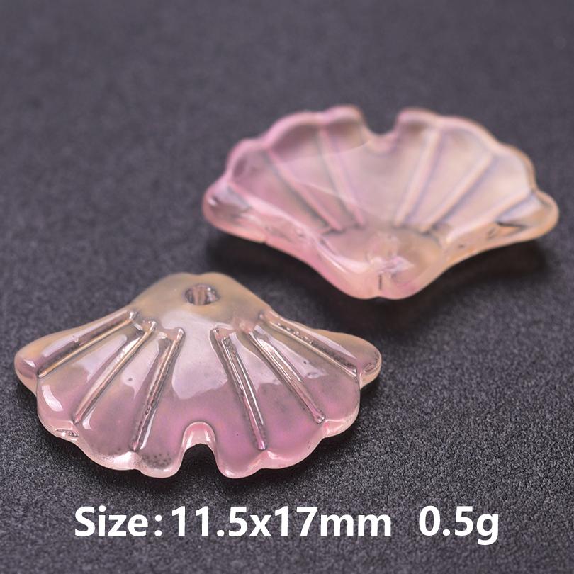 50pcs Mix Glass Shell Ginkgo Leaf Glans Dorsal Lobe Glass Charms For Jewelry Making Supplies Plant Accessories Handmade Pendant