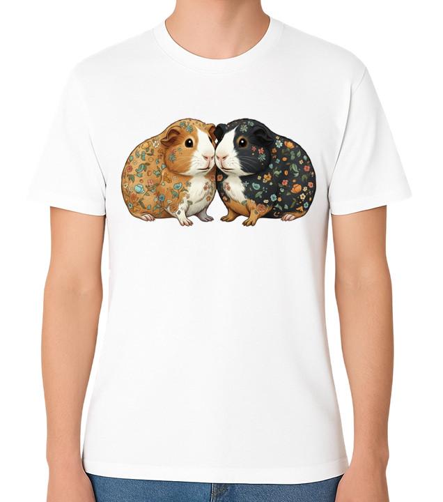 Cute Guinea Pigs T-Shirt Floral Animal Art Guinea Pig Unisex Tee S разноцветный