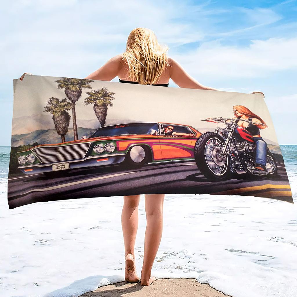 Quick Dry Beach Towels Motorcycle Vehicle Sand Free Ultra Cozy and Bath Towels Water Absorbent Oversize Beach Towel for Boys Men