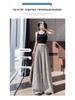 Spicy Girl 2025 Summer Ice Silk Striped Wide-Leg Pants - Plus Size, Casual, Hip-Hugging, Lazy Style