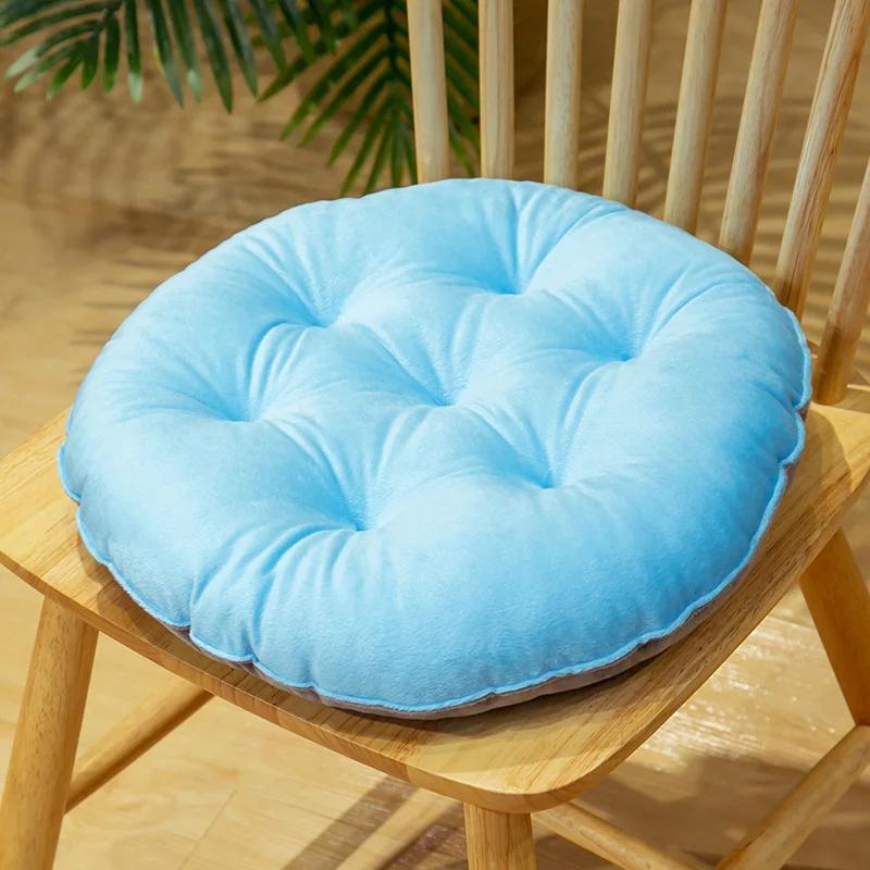 Solid Color Crystal Velvet Color-matching Chair Cushion Winter Warm Seat Cushion Student Stool Butt Office Chair Cushion
