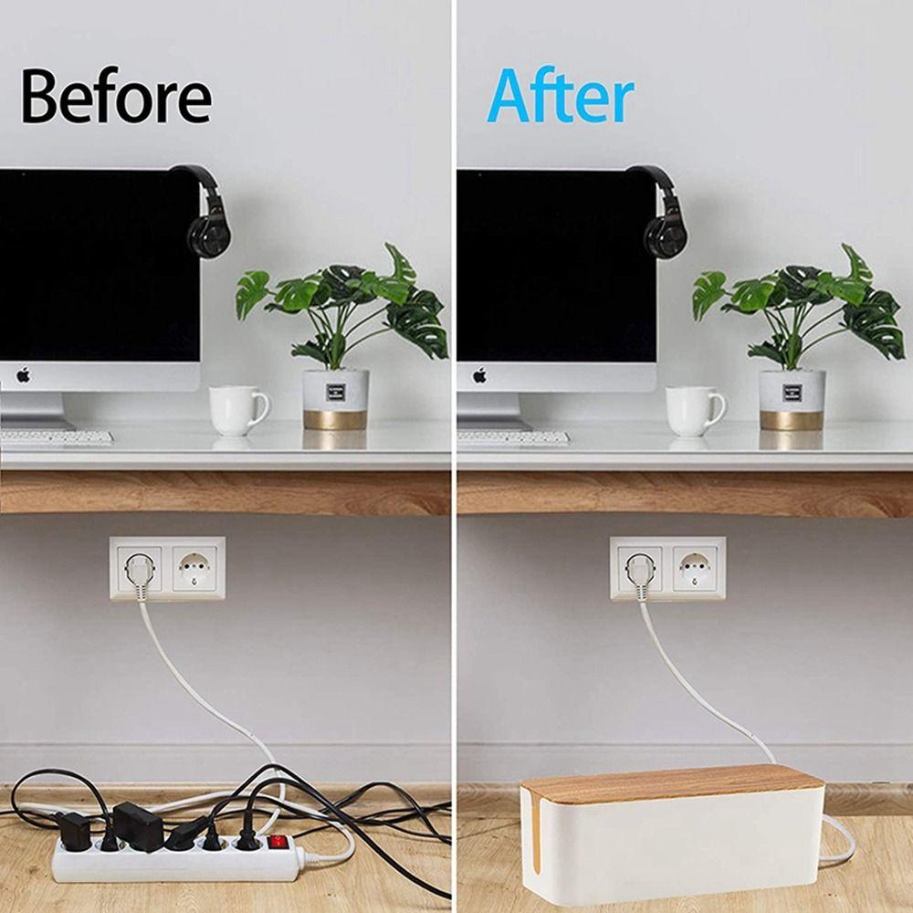 White Hidden Desktop Cable Finishing Line Storage Bin Wire Case Power Strip Case Cable Storage Box