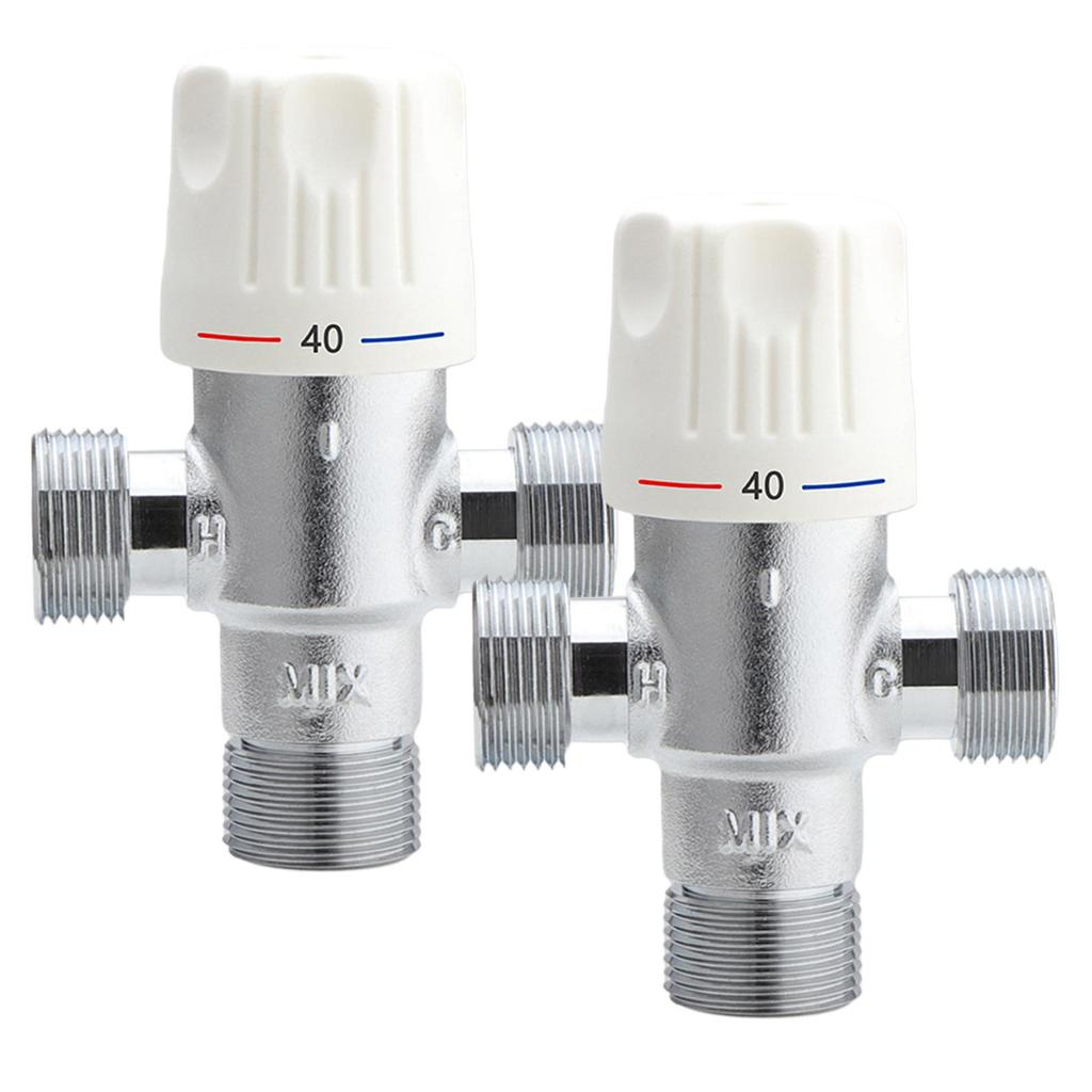 Brass Pipe Thermostatic Mixing Valve Shower Faucet Water Heating Thermostat Tap