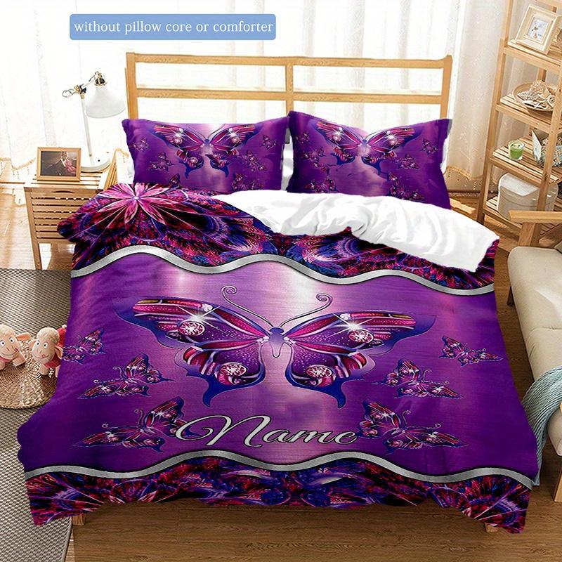 Butterfly Customize Your Name Duvet Cover Soft Bedding Set For Bedroom Guest Room And Dorm Decoration Threepiece Set Includes 1 Duvet Cover 2
