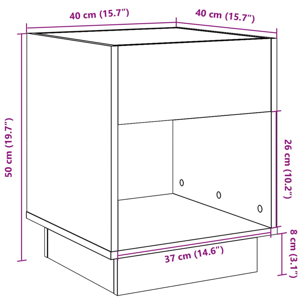 Nightstand with Infinity LED Gray Sonoma 40x40x50 cm