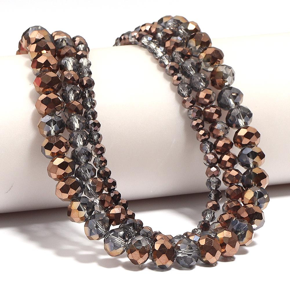 1 Strand 4 6 8mm Faceted Crystal Beads Gold Grey Glass Loose Spacer Beads For Jewelry Making DIY Bracelet Necklace Accessories