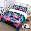Dreamy Glowing Fox With Aurora Background Printed Duvet Cover Set1 Duvet Cover+2 Pillowcasemulti Size Bedroom Bedding Decor