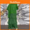 Polyester Fledermausärmel Langes Kleid mit Falten detail für Elegante Freizeitkleidung