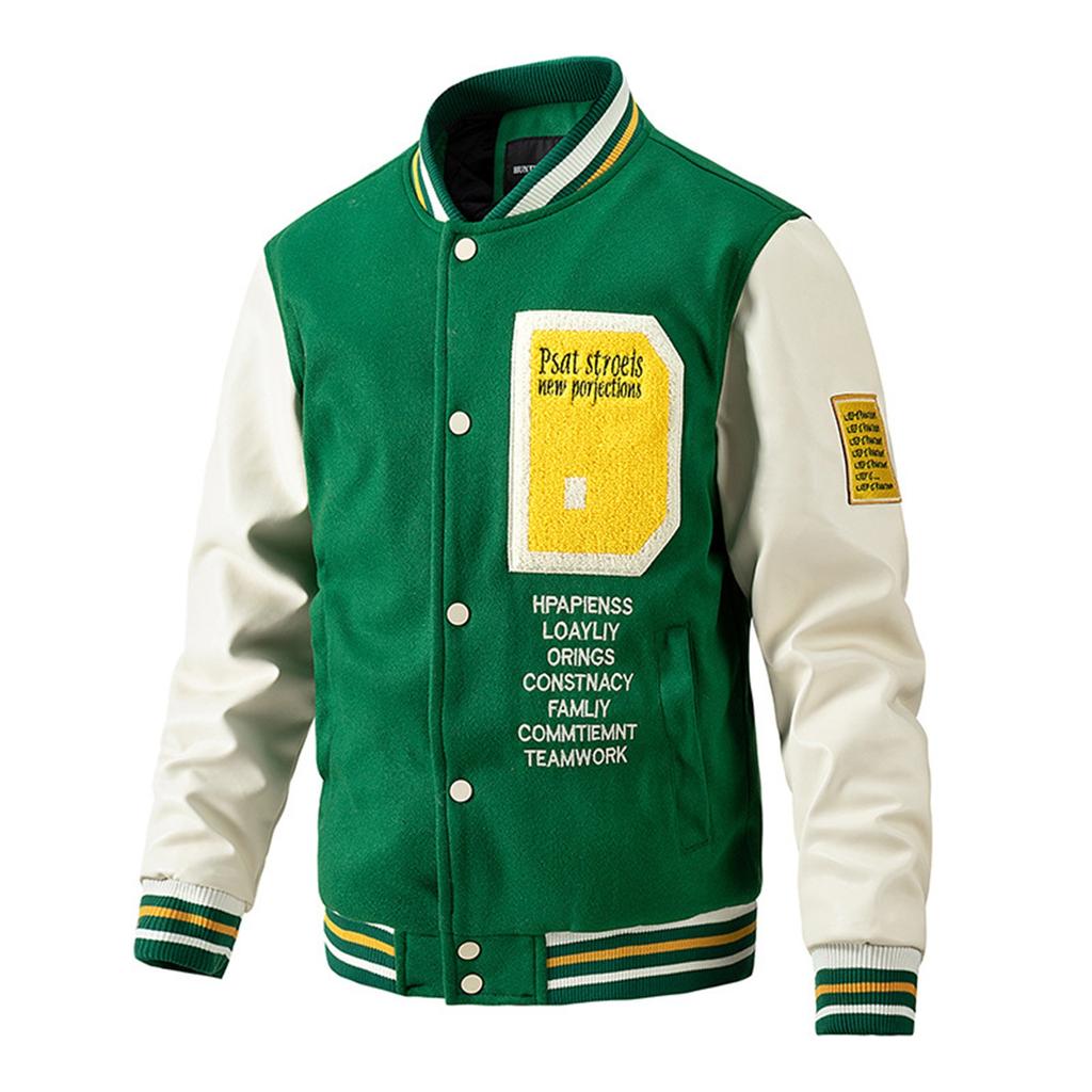 Baseball Coat Jacket Men's  And Winter New Casual Color Inserted Wool Coat