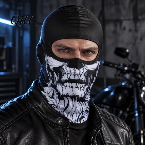 Cold Weather Neck Gaiter Skull Print Face Mask for Motorcycle Riding, Windproof Velvet Ski Balaclava, Cover Outdoor Sports Cycling Thermal