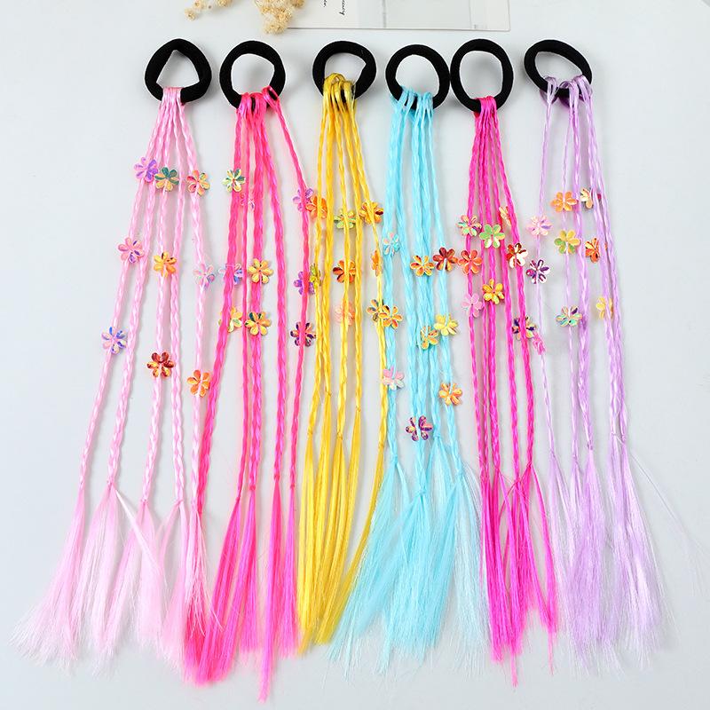 1 Stück Hübsche Mädchen Farbige Pentagramm Perücken Pferdeschwanz Stirnbänder Gummibänder Haarbänder Kopfbedeckung Kinder Haaraccessoires Haarschmuck