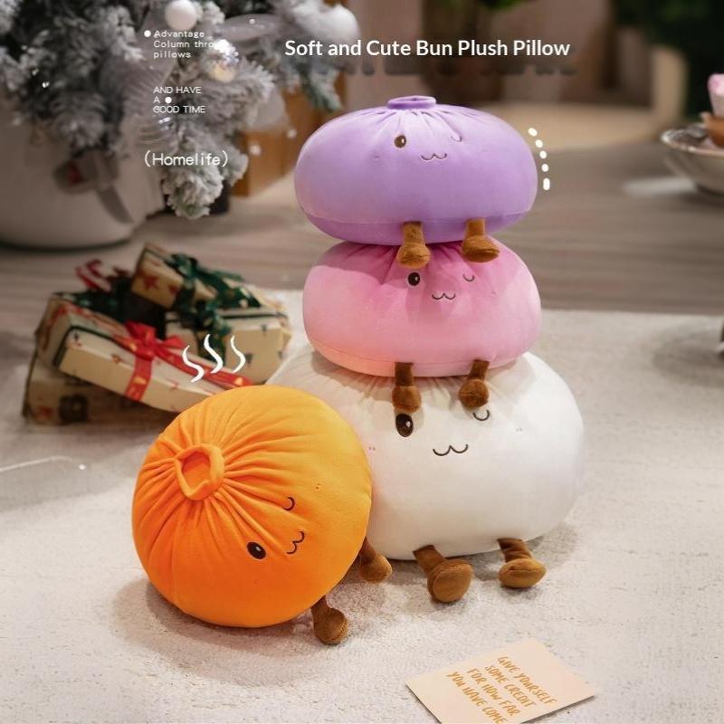 Super Soft Plush Material Steamed Bun Plush Pillow Pp Cotton Filled Fluffy Comfortable Dumpling Plush Toy Stress Relief