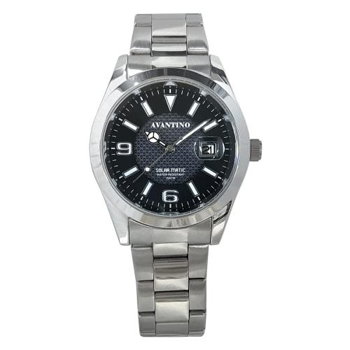 Klefer Men's Analog Solar Rechargeable Watch with Metal Band, Silver, AV-AM285-BKS