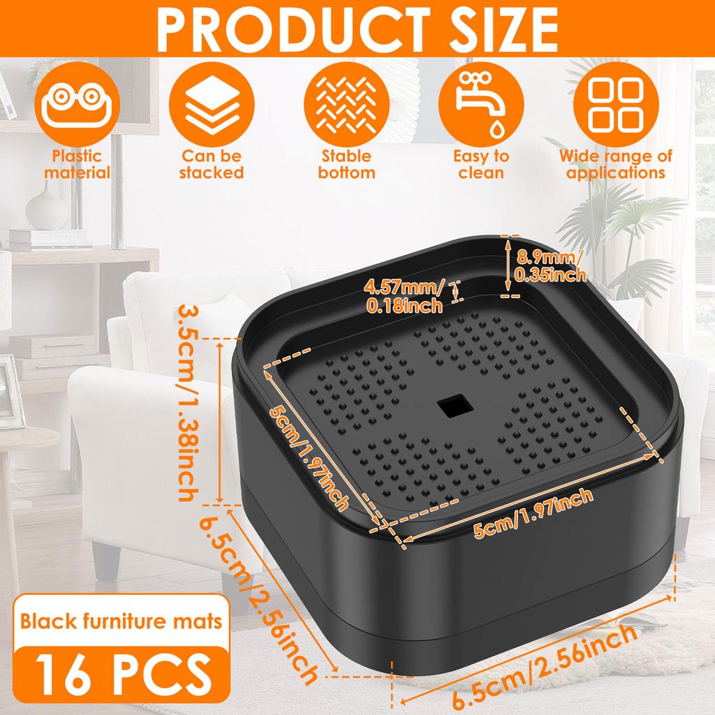 32/8pcs Furniture Risers Adjustable Bed Risers Square Stackable Bed Raisers Blocks Lift Height 1", 2" or 3" For Table Desk Couch