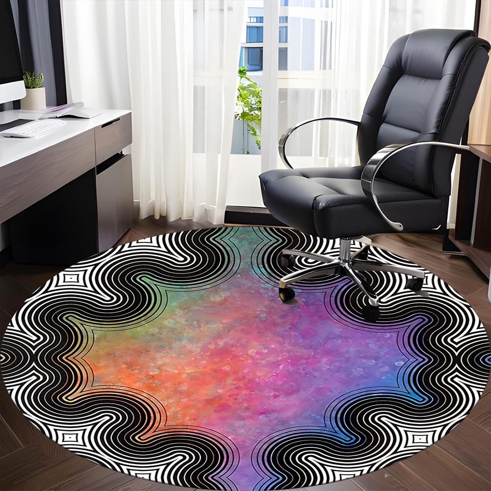 1pc Neonography Office Round Rug, Carpet for Office, Gaming, Lightweight Round Floor Mat yy260205033