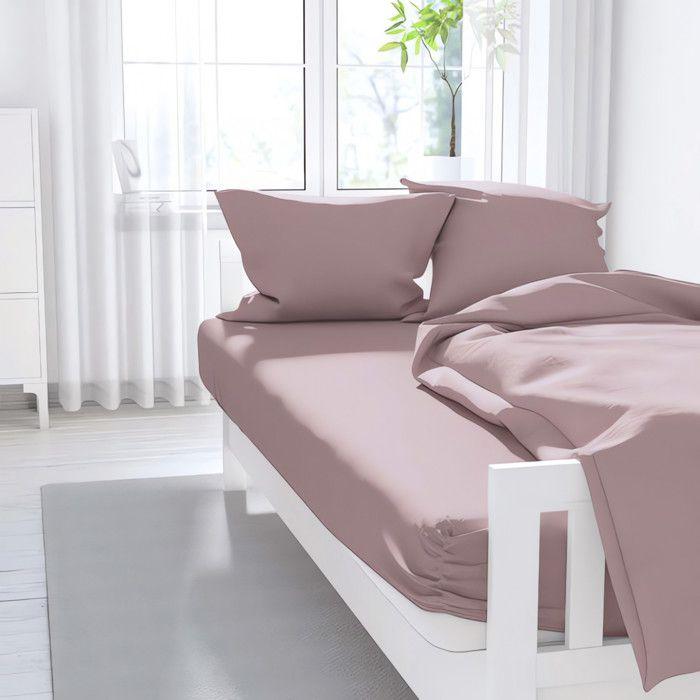 Drap housse uni 140x190 cm ZZZ rose