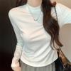 Threaded Bottoming Shirt Women's Autumn and Winter New Women's Clothing Temperament Stand-up Collar Solid Color Shirt Waist and Long-sleeved Top