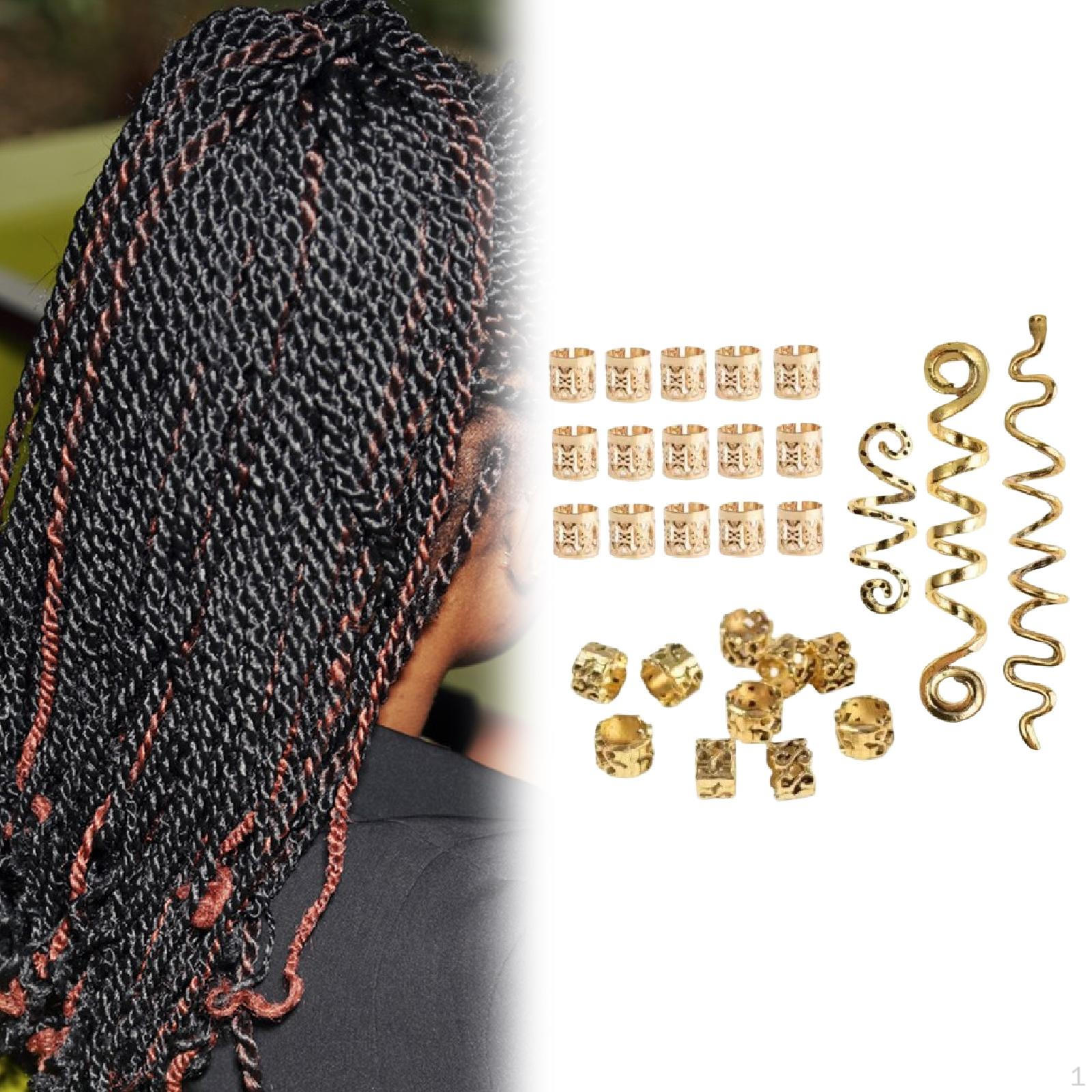 

28 Pieces Hair Jewelry for Braids, Clip Accessories, Dreadlock Beads, Braids золотой