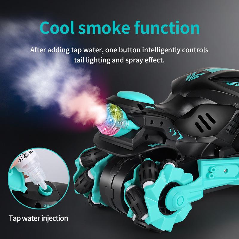 Children's Spray Stunt Motorcycle High-speed Drift Rotating Side Line USB Charging Off-road Remote Control Car