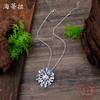 New enamel color hollow geometric petal pendant women's simple high-end versatile flower necklace