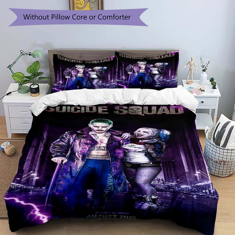 Set Biancheria da Letto Joker & Harley Quinn Copripiumino Regalo per Camera da Letto, Include 1 Copripiumino e 2 Federe, Senza ImbottituraB431