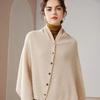 2025 Autumn/Winter Merino Wool Slanted Hem Cape with Gold Buckle