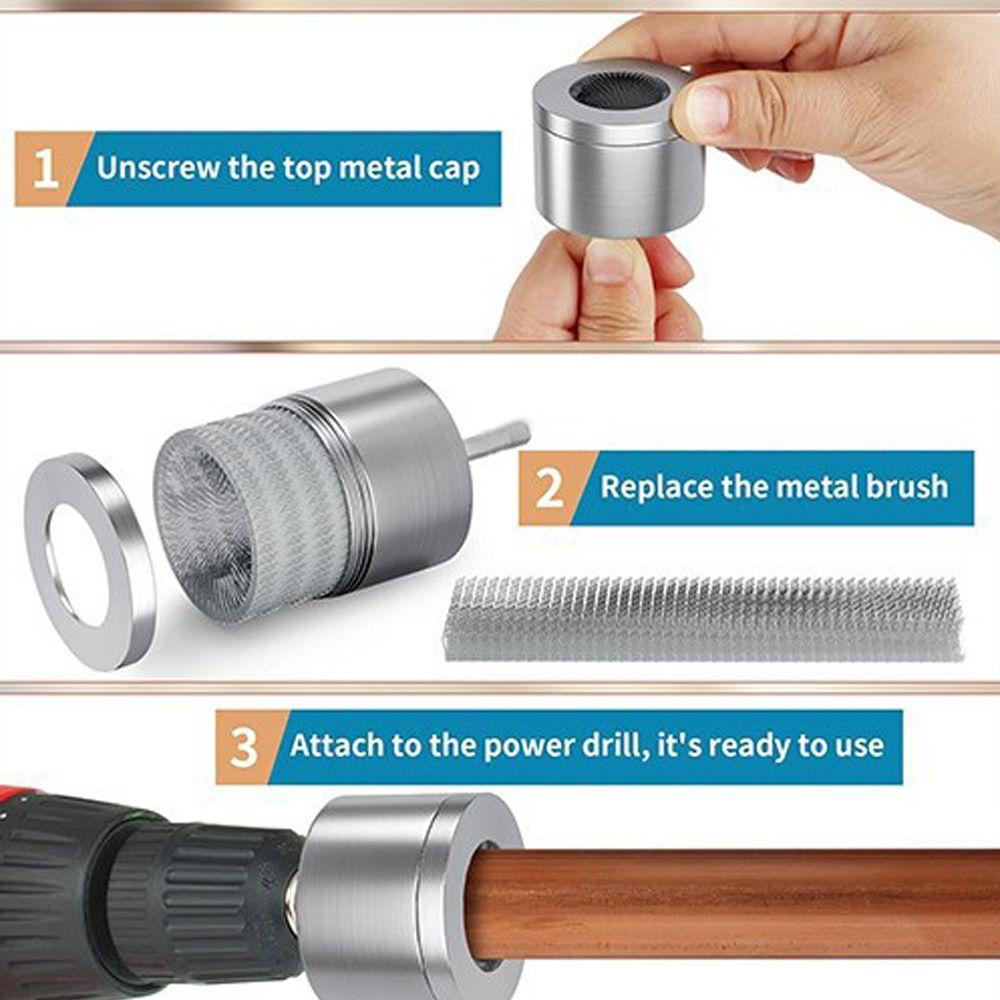 22mm Pipe Cleaning Rust Removal Electric Drill Accessories Reusable Cleaner Brush  Universal