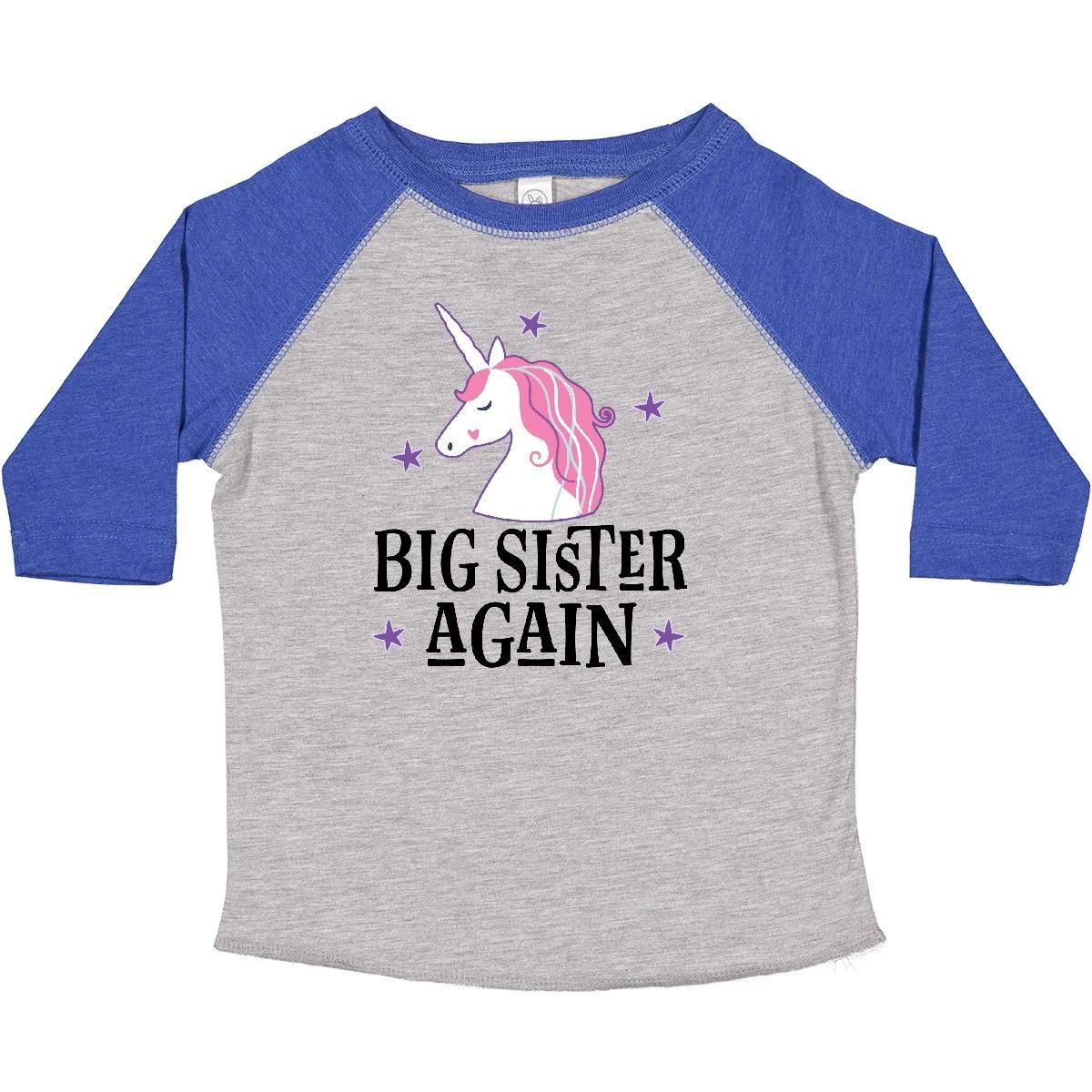 Inktastic Big Sister Again Unicorn Toddler kids boys T-Shirt Sis Girls Childs Clothes Kid 100