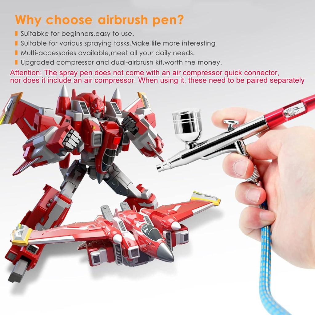 Gravity Feed Airbrush Set for Nails, Models, Cakes, Tattoos, & Makeup