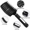 Szczotka do włosów, szczotka do włosów z naturalnej grzywy dzika, masaż wentylacyjny zginający grzebień, szybsze rysowanie, redukcja zwijania się i pękania (czarny)