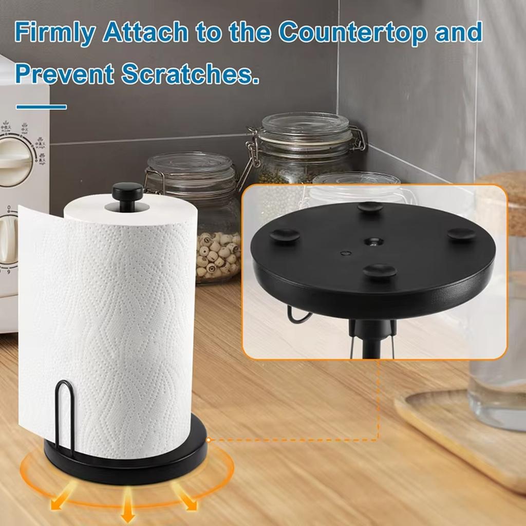 Damped Stainless Steel Paper Towel Holder No-Drill Kitchen Desktop Rack