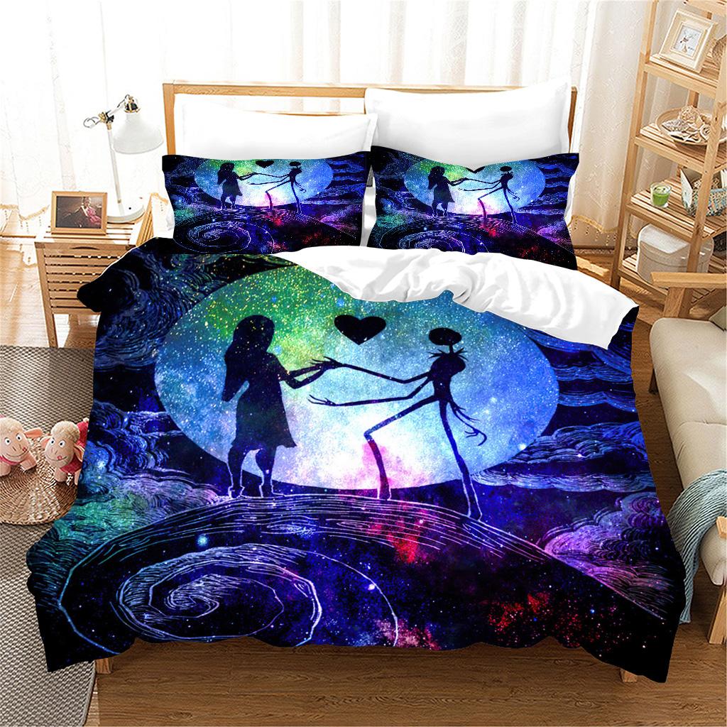 

3D пара Хэллоуин череп фиолетовые скелеты Childern детские комплекты постельного белья односпальная двуспальная кровать пододеяльник и 2 шт. наволочка