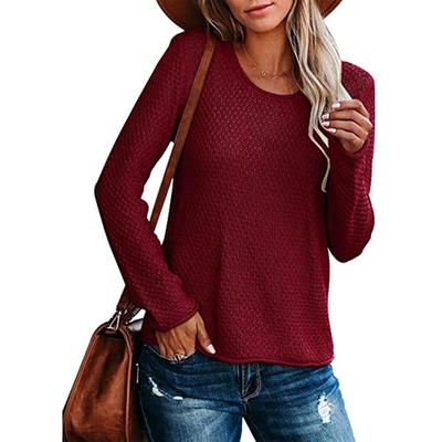 Women's Fashion Casual Round Neck Pullover Sweater Loose Knit Top