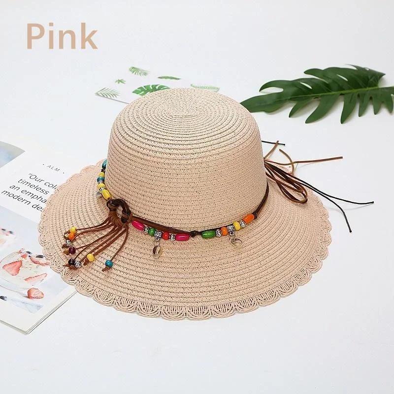Women's Colorful Straw Knitted Bow Pendant Straw Hat Fashion Vacation Occasion Sun Hat Beach Sun Hat Travel Accessories Gifts