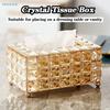 Luxury Crystal Tissue Box - Golden Decorative Tissue Holder for Home, Living Room & Dining Table Desktop Storage Organizer