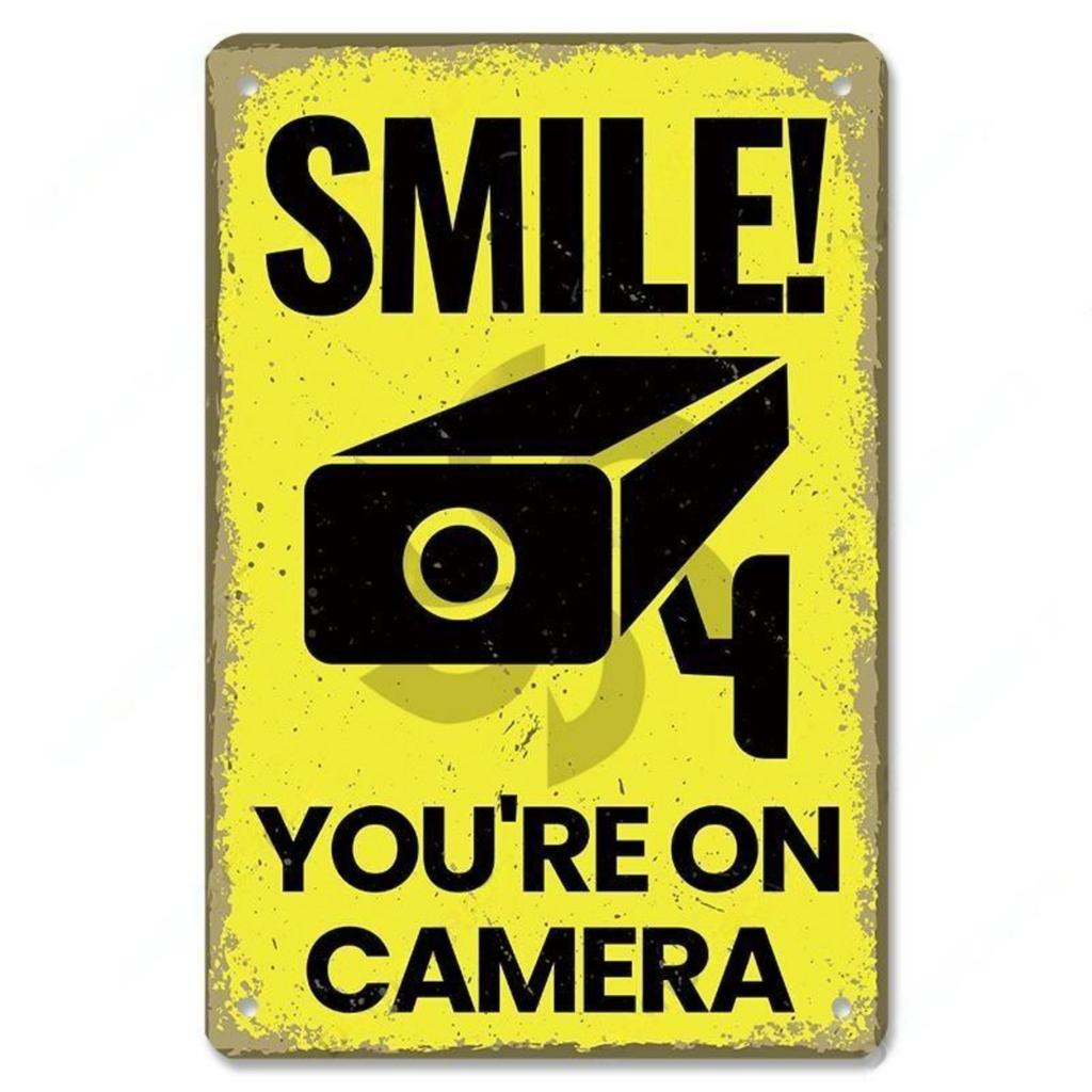 Warning CCTV Tin Signs Metal Plaque Notice 24 Hour Security Camera Vintage Poster Metal Plate Wall Decor for Mall Shop Bar Ho