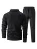 2025 Men's Slim Fit Cardigan Jacket Set with Waffle Knit, Zipper Pocket, and Lapel Collar for Spring and Autumn