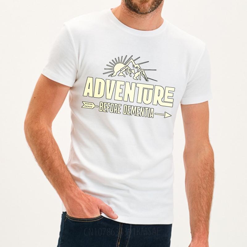 Oversized Summer Man tshirt Adventure Before Dementia Mountain Sunburst Short Sleeve Workout Round Neck Tshirt Teeshirt Male