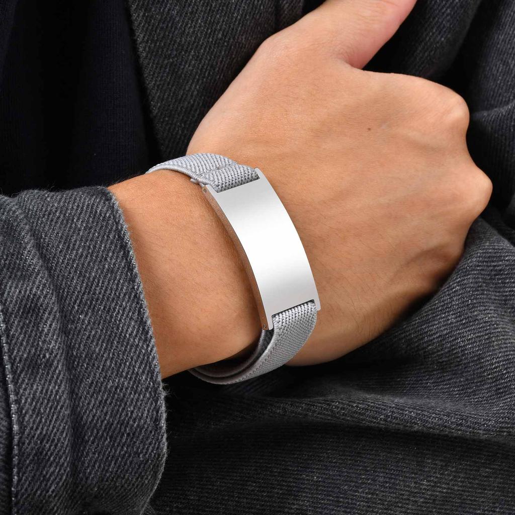 Customized Elastic Strap Stainless Steel Bracelets, Free Engrave Adjustable Wristband Bangle, Personalized Jewelry for Men Women