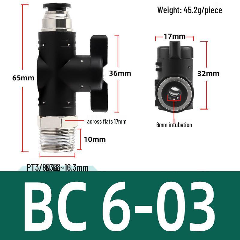 Pneumatic Hand Valve Set with Quick-Plug Connectors BUC 4/6/8/10mm