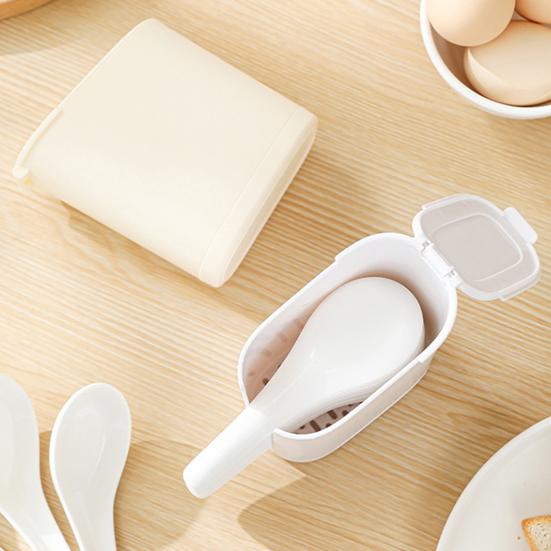Spoon Storage Box Kitchen Cutlery Organizer Bottom Design Easy to Dust-Proof Cover Hollow Clean Spoon