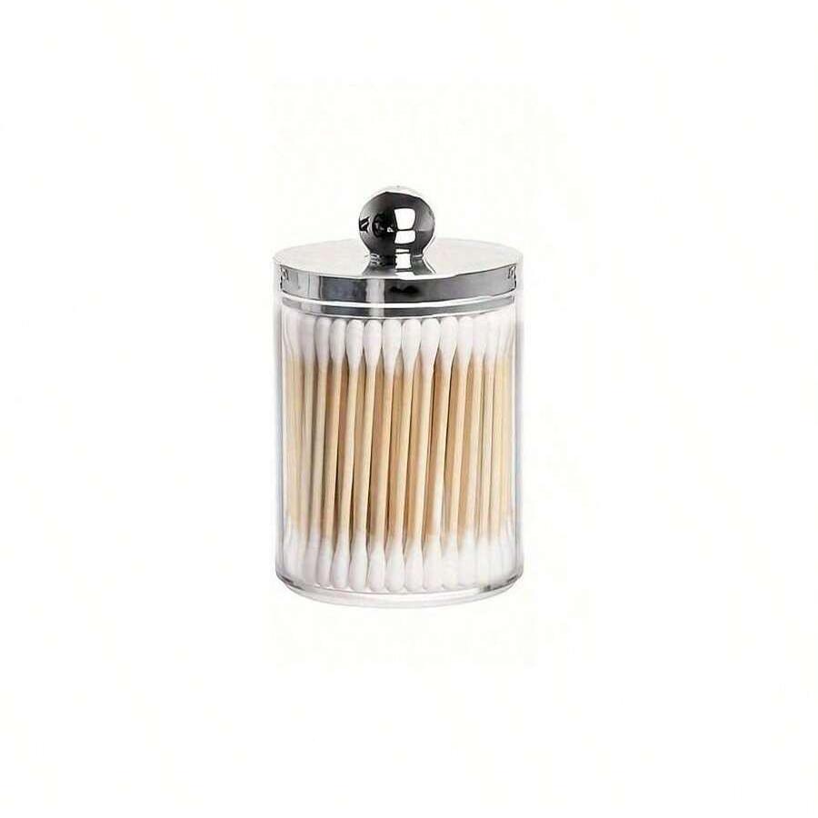 

1/2/3pcs Acrylic Qtip Holder Dispenser Storage Box Bathroom Organizer Jars Round Cotton Ball Pad Swab Holder Dispenser Container