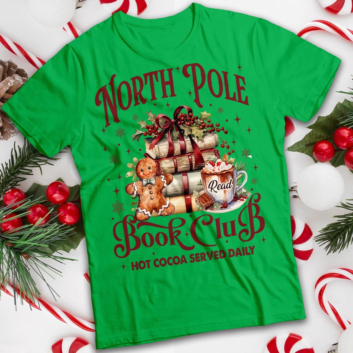 Mens and Womens North Pole Book Club Christmas T-Shirt Tee #MC L