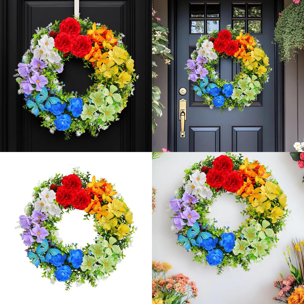 Colorful Flower Artificial Garland Door Hanging Decoration Festive Venue Prop