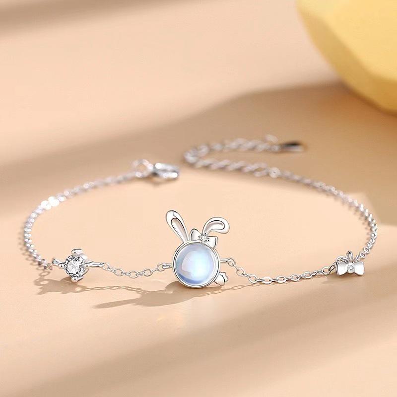 2023 Year of the Rabbit Moonstone Bracelet & Necklace Set - Cute Exquisite Women's Gift