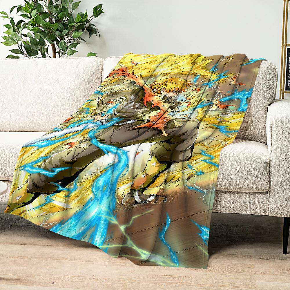 fanart anime cool chibi Z-Zenitsu A-Agatsuma Flannel warm soft plush blanket for sofa living room hogar bedroom travel gift home